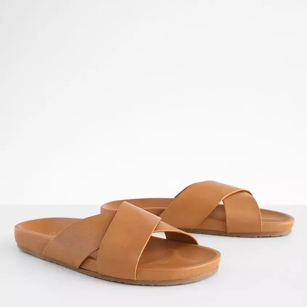 SEYCHELLES Sandals Lighthearted Criss-Cross Contour Tan Leather Women's 10 - Picture 4 of 16